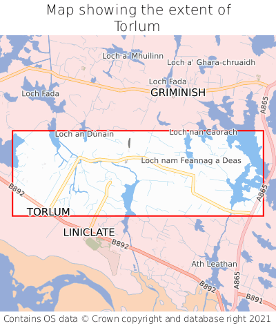 Map showing extent of Torlum as bounding box
