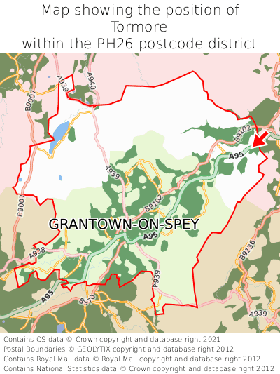 Map showing location of Tormore within PH26