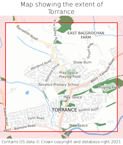 Map showing extent of Torrance as bounding box