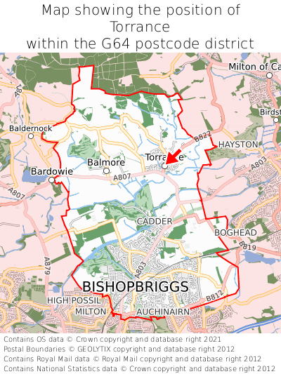 Map showing location of Torrance within G64