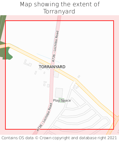 Map showing extent of Torranyard as bounding box