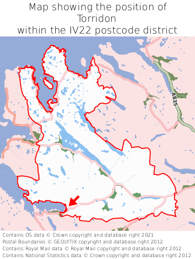 Map showing location of Torridon within IV22