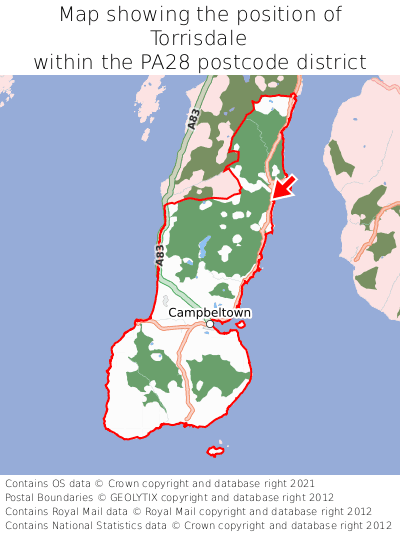 Map showing location of Torrisdale within PA28