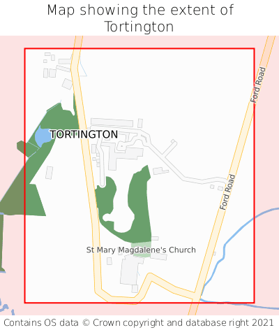 Map showing extent of Tortington as bounding box