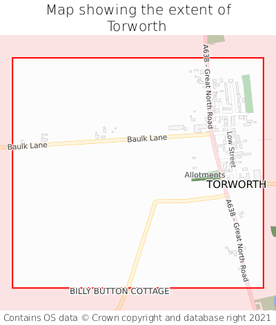 Map showing extent of Torworth as bounding box