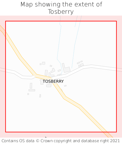 Map showing extent of Tosberry as bounding box
