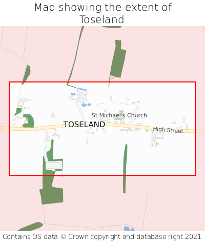 Map showing extent of Toseland as bounding box