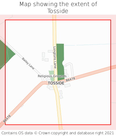 Map showing extent of Tosside as bounding box