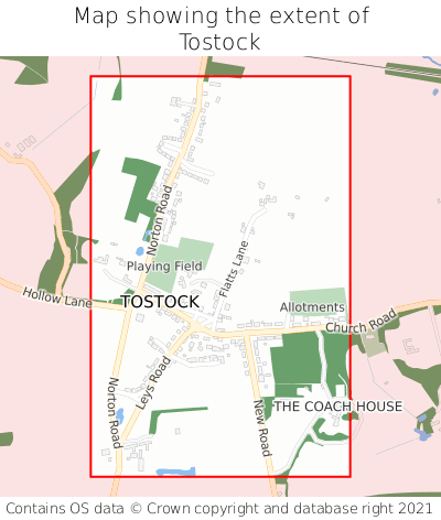 Map showing extent of Tostock as bounding box