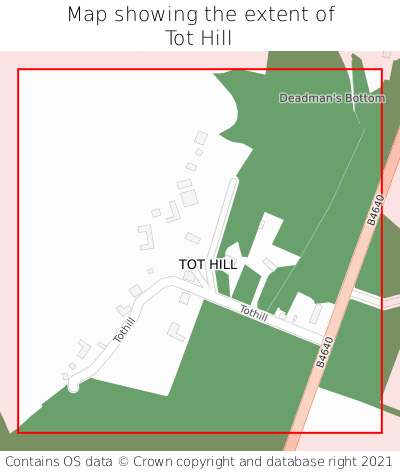 Map showing extent of Tot Hill as bounding box