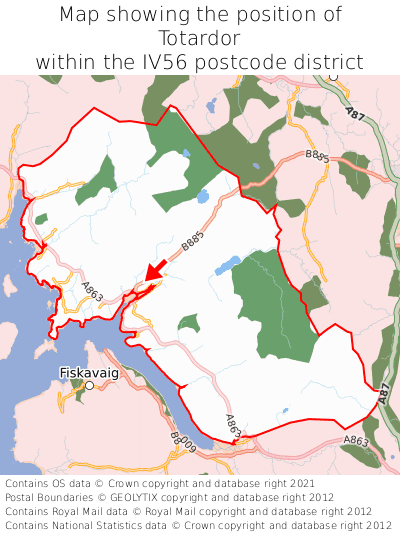 Map showing location of Totardor within IV56