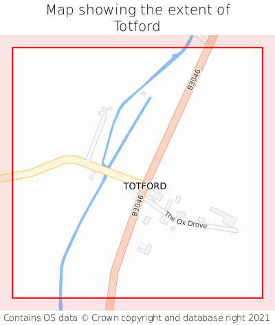 Map showing extent of Totford as bounding box