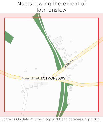 Map showing extent of Totmonslow as bounding box