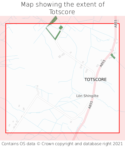 Map showing extent of Totscore as bounding box