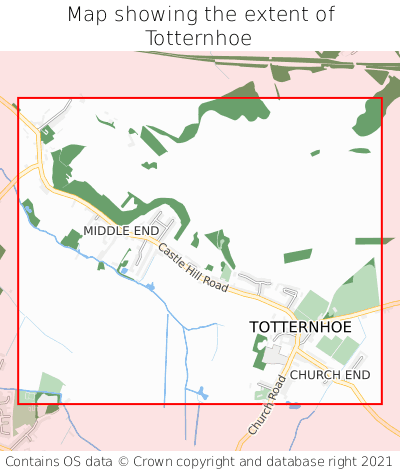 Map showing extent of Totternhoe as bounding box