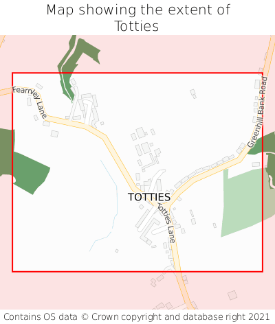 Map showing extent of Totties as bounding box