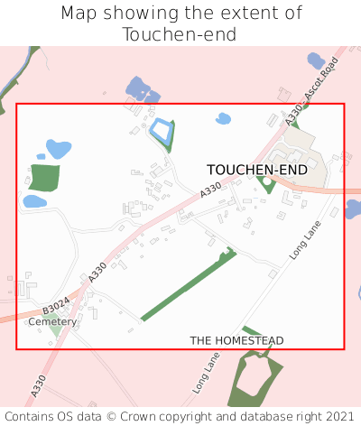 Map showing extent of Touchen-end as bounding box