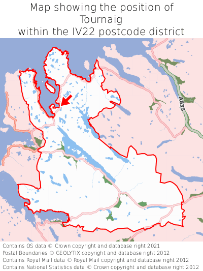 Map showing location of Tournaig within IV22