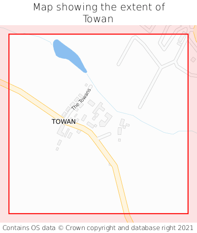 Map showing extent of Towan as bounding box