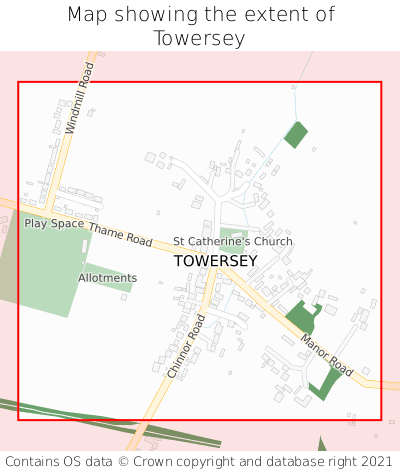 Map showing extent of Towersey as bounding box
