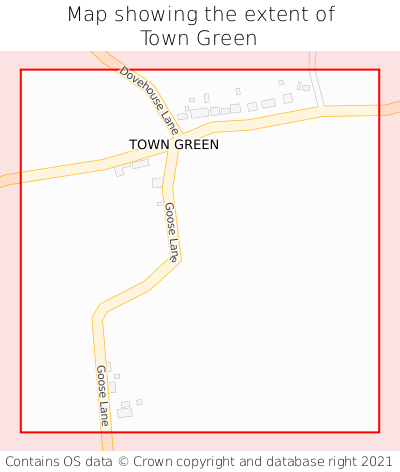 Map showing extent of Town Green as bounding box