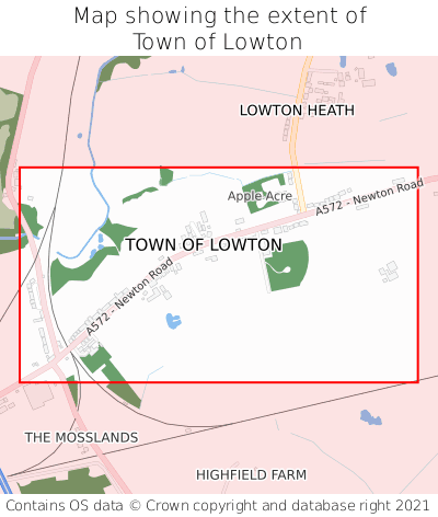 Map showing extent of Town of Lowton as bounding box