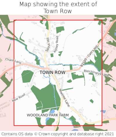 Map showing extent of Town Row as bounding box