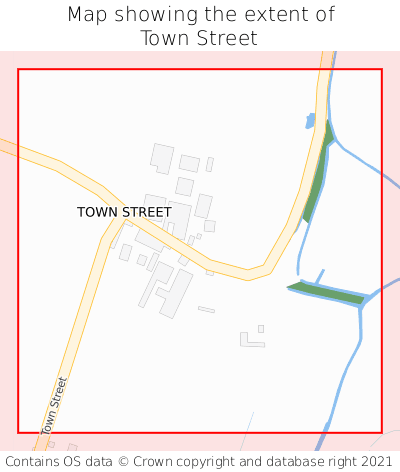 Map showing extent of Town Street as bounding box
