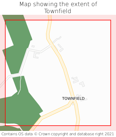 Map showing extent of Townfield as bounding box