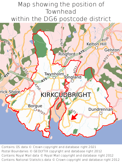 Map showing location of Townhead within DG6