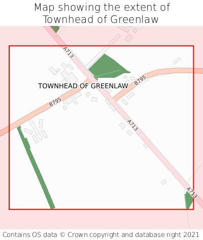 Map showing extent of Townhead of Greenlaw as bounding box