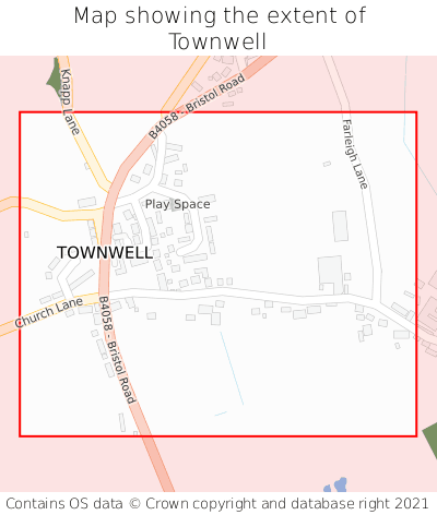 Map showing extent of Townwell as bounding box