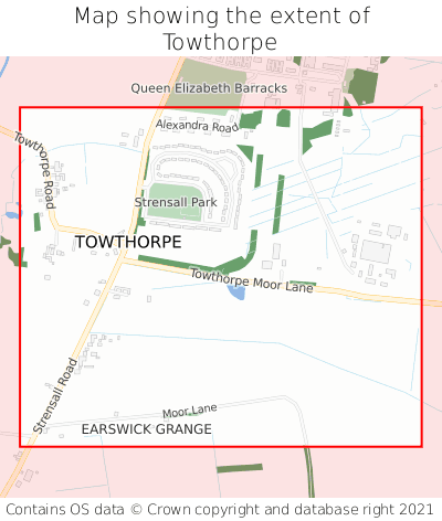 Map showing extent of Towthorpe as bounding box