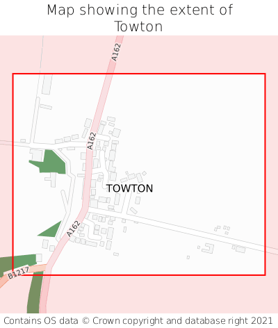 Map showing extent of Towton as bounding box