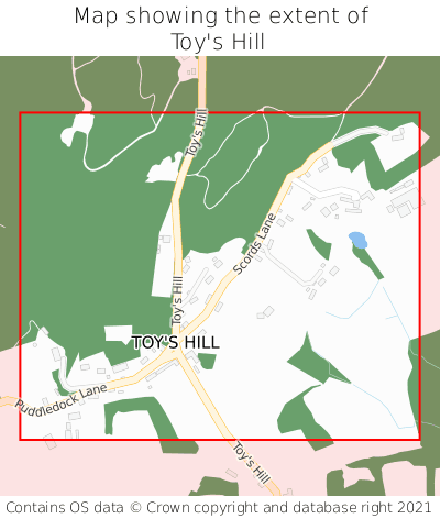Map showing extent of Toy's Hill as bounding box