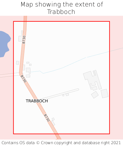 Map showing extent of Trabboch as bounding box