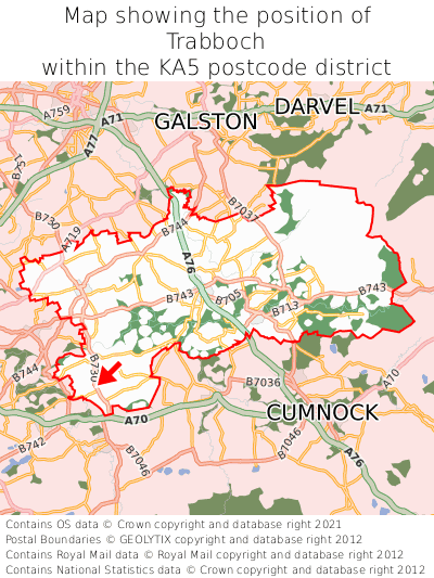 Map showing location of Trabboch within KA5