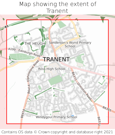 Map showing extent of Tranent as bounding box