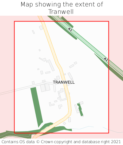 Map showing extent of Tranwell as bounding box