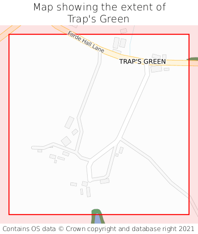 Map showing extent of Trap's Green as bounding box