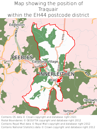 Map showing location of Traquair within EH44