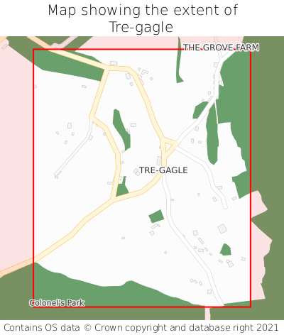 Map showing extent of Tre-gagle as bounding box