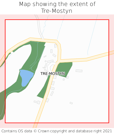 Map showing extent of Tre-Mostyn as bounding box