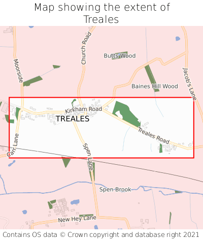 Map showing extent of Treales as bounding box