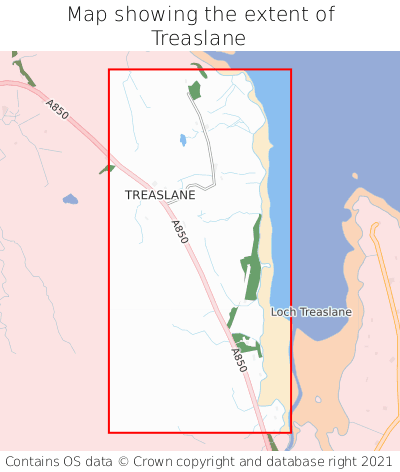 Map showing extent of Treaslane as bounding box