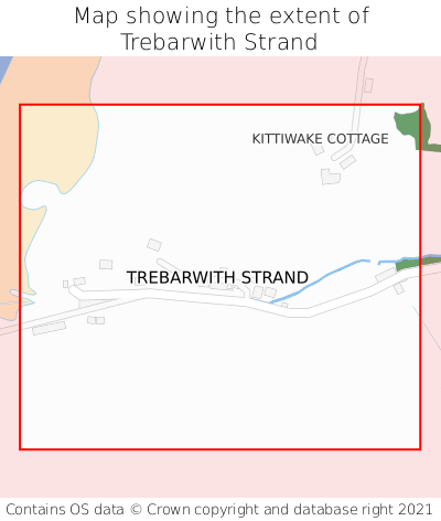Map showing extent of Trebarwith Strand as bounding box