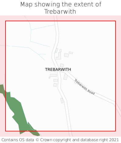 Map showing extent of Trebarwith as bounding box
