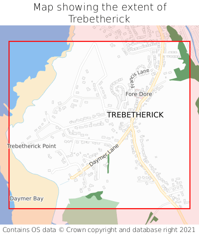 Map showing extent of Trebetherick as bounding box
