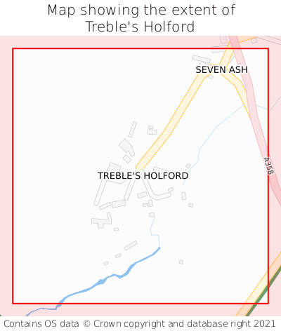 Map showing extent of Treble's Holford as bounding box