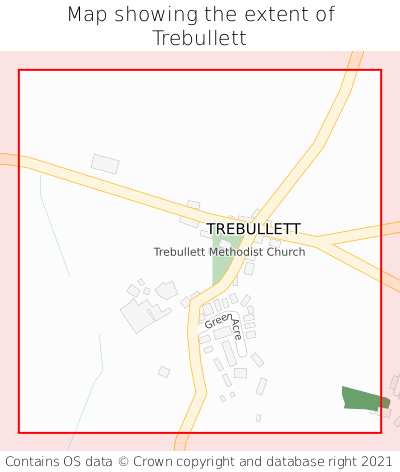 Map showing extent of Trebullett as bounding box
